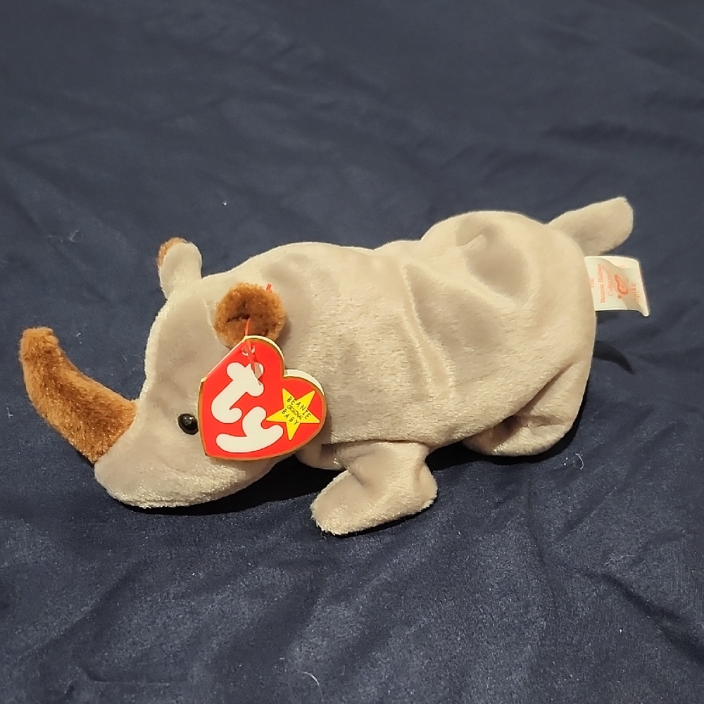 Ty Beanie Baby Gray Rhino Plush